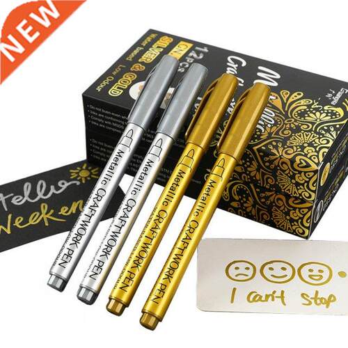 2pcs  Metallic Waterproof Permanent Paint Marker Pens Gol