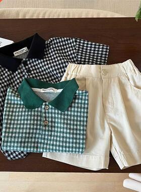 Children's Short Sleeved Top 2022 Summer New Boys Girls Plai