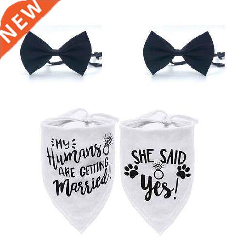2Pcs Wedding Dog Bandana Wedding Props Pet Scarf Pet