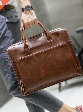 Brand Men's Briefcase Handbag Crazy Horse Pu Leather Mes
