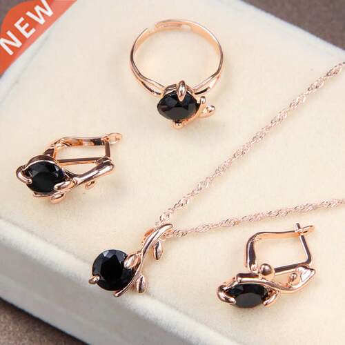 High Quality Black CZ Crystal Wedding Neckl &ampEarring &amp