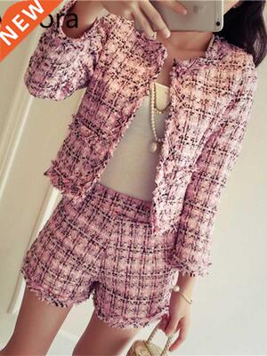 WOMEN'S SUIT 2022 SPRING TWEED 2 PIECE SET WOMEN SLIM PLAID