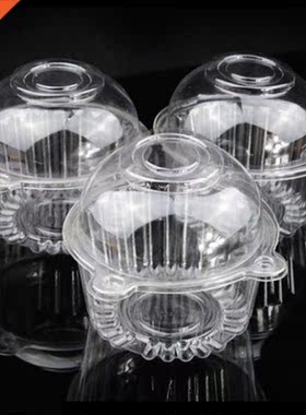 100pcs Clear Plastic Single Cupcake Cake Case Muffin Pod Dom
