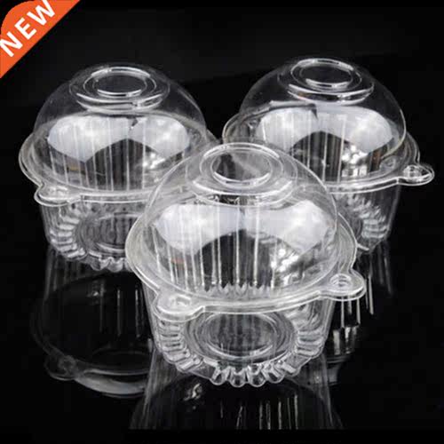 100pcs Clear Plastic Single Cupcake Cake Case Muffin Pod Dom