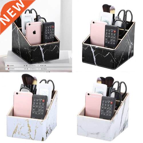 1 Pc Multi-function Marble Leather Desk Stationery Organizer