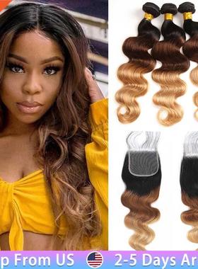 Mechones de pelo ondulado brasle o con cerre Frontal, exte