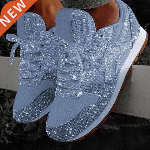 Women Casual Glitter Shoes Mesh Flat Shoes Ladies Sequin Vul