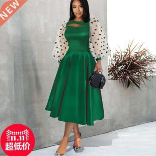 S-4xl large size hollow see-through dress with large swing