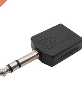 2Pcs/lot Black Stereo 6.35mm Male Plug TRS to 2x 1/4 Inch Fe