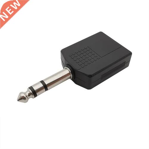 2Pcs/lot Black Stereo 6.35mm Male Plug TRS to 2x 1/4 Inch Fe