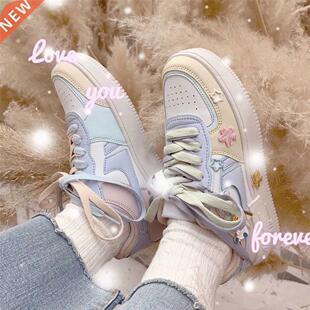 2021 Women Flats Shoes Increased Outdoor White Shoe Leather
