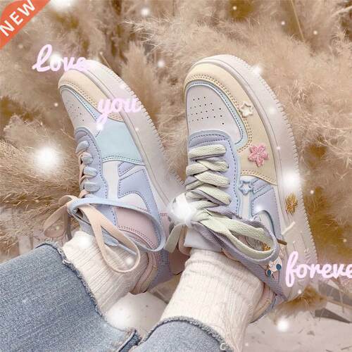 2021 Women Flats Shoes Increased Outdoor White Shoe Leather