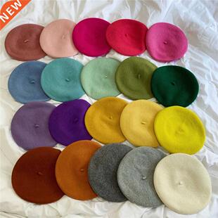Women Girls Beret French Artist Warm Wool Winter Beanie Hat