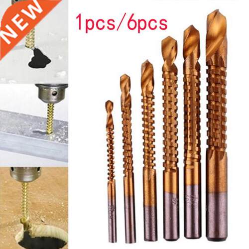 1pcs/6PC titanium plated woodworking serrated drill slot dri