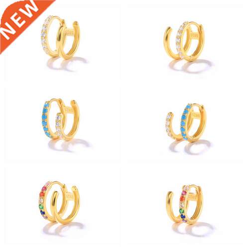 CANNER Colorful Zirconia 925 Steling Silver Left Right Ear C