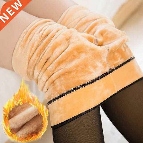 Winter Warm Leggings Women Fake Translucent Thick Fleece Sli