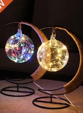 USB LED Moon Sepak Takraw Lamp Hemp Rope Wrought Iron Night