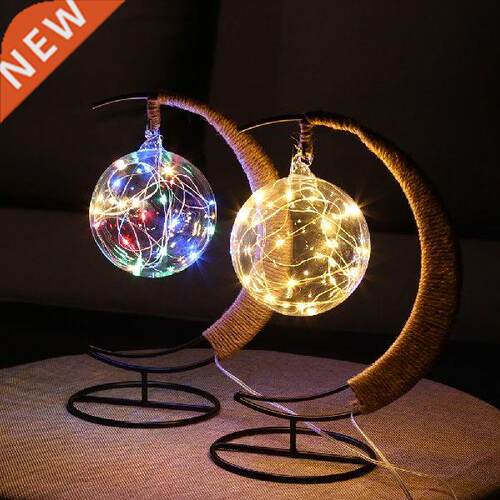 USB LED Moon Sepak Takraw Lamp Hemp Rope Wrought Iron Night