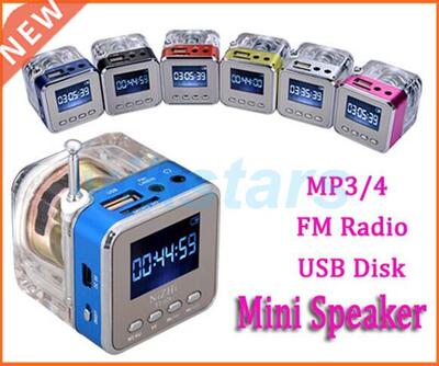 Crystal light Mini Digital Speaker Music portable radio Mic