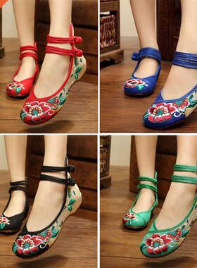 Casual Woman Flat Shoes Vintage Flowers Spring Summer Chines