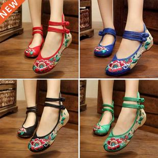 Casual Woman Flat Shoes Vintage Flowers Spring Summer Chines
