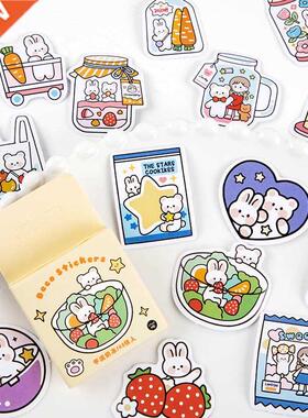 46 Pcs Cartoon Animals Food Mini Paper Sticker Bag