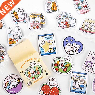 46 Pcs Cartoon Animals Food Mini Paper Sticker Bag