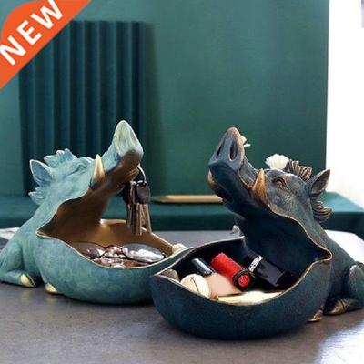 Creative Wild Boar Key Storage Bowl Resin Candy Di Art