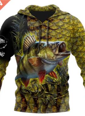 Men's Hoodie 3D Printing Yellow Top Fish Series Set Harajuku