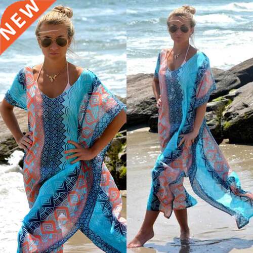 Boho Summer Printing Beach Dress Women Bathing Suit ver Ups