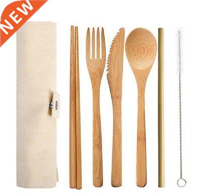 6pcs Portable Luxury Dinnerware Japanese Wooden Cutlery Set