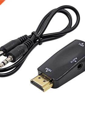 HDMI-compatible to VGA Converter Adapter With Audio Cable Fo