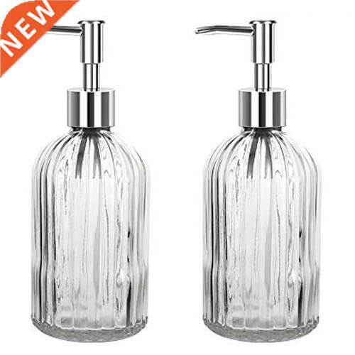 Soap Dspenser 2 Pack, 15 Oz Glass Ktchen Soap Dspenser w
