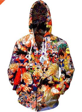 New Autumn Winter 3D Printed Cartoon Hoodies Long Sleeve Zip