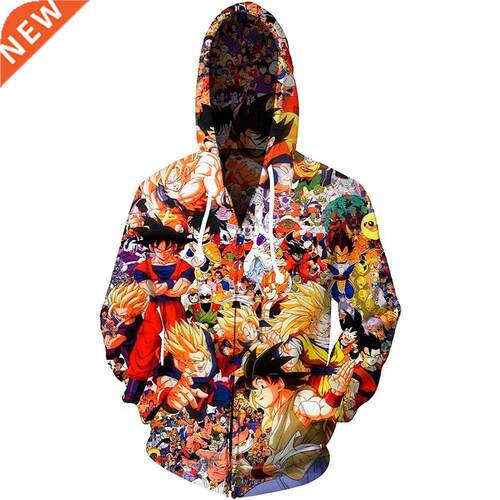 New Autumn Winter 3D Printed Cartoon Hoodies Long Sleeve Zip