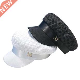 New Pleated Navy Hat Seersucker Rhinestone M Berets England