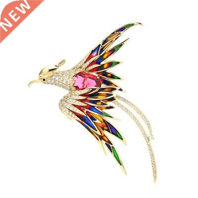 Wuli&baby Crystal Phoenix Bird Brooches For Women Men 5-