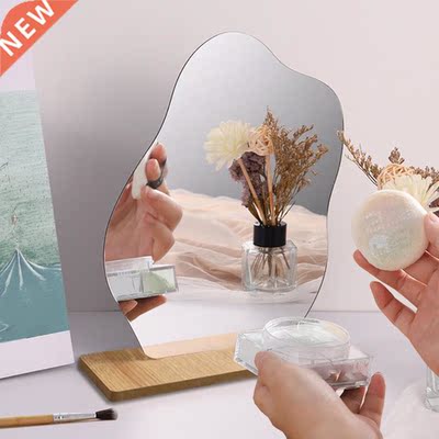 1 Set Makeup Mirror Irregular Acrylic Decorative Mirror Wood