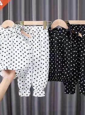 2PCS Baby Girls Clothing Sets Summer Sleeveless Polka Dot Ki