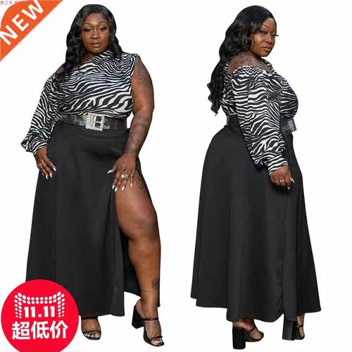 L-4xl Large African slit top + skirt fat MM women's suit