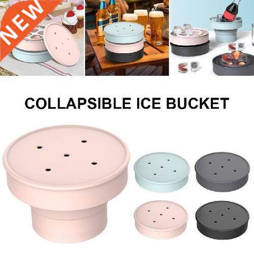 Collapsible Ice Bucket Silicone Ice Cube Mold with Lid