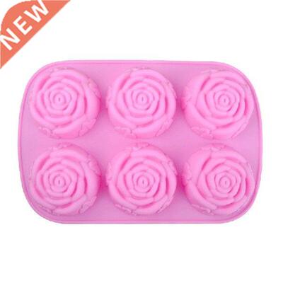 6 Cavity Silicon Rose Candles Soap Molds Cake Chocolate