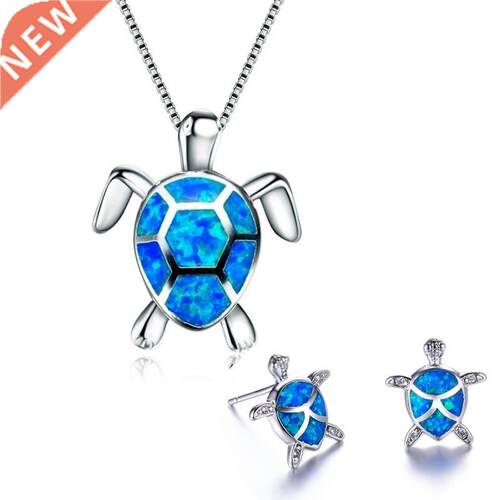 Classic Cute Sea Turtle Necklace Earrings jewelry set ndy An