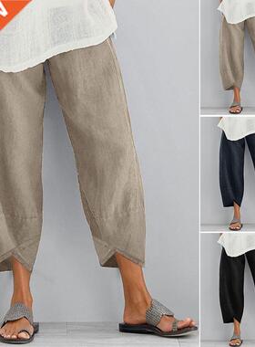 Vintage Harem Pants Women Casual Loose Printed Elastic Waist
