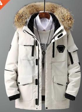 Thicken Men's Down Jackets Big Real Fur Clar Warm Parka -