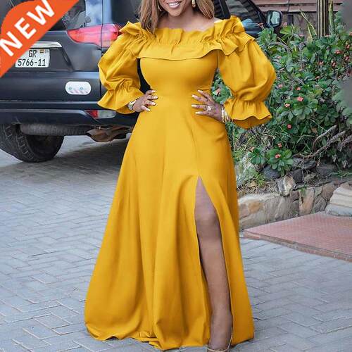 Off oulder Maxi Dress 2022 VONDA Women Vintage Long Sleeve