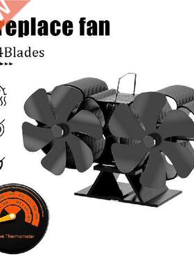 12 Blades Fireplace Fan Dual Head Heat Powered Stove Fan