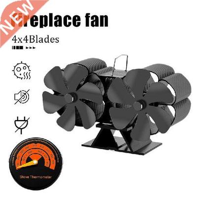 12 Blades Fireplace Fan Dual Head Heat Powered Stove Fan