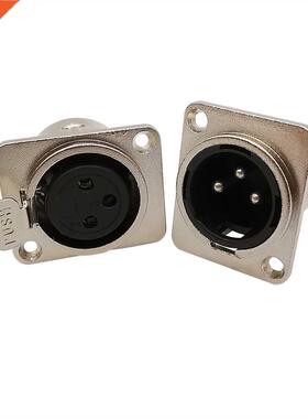 2Pcs Metal 3 Pin XLR Male Female Chassis Panel Mount Plug J