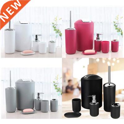 6Pcs Black Bathroom Accessories Toothbru Holder Bin Soap D